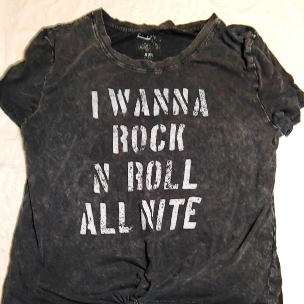 Kiss Lyric Label T-shirt I Want To Rock &Roll All Night & Party Every Day XL